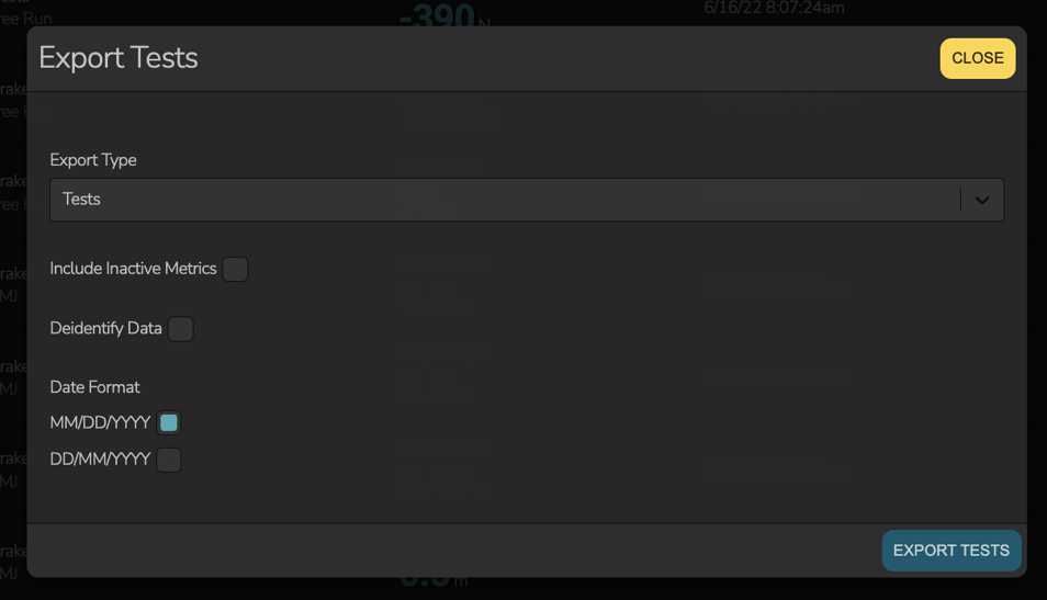 How do I export data from my cloud dashboard?